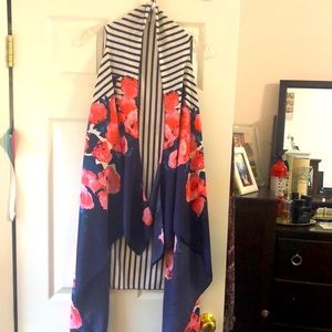 Flowing striped and floral topper